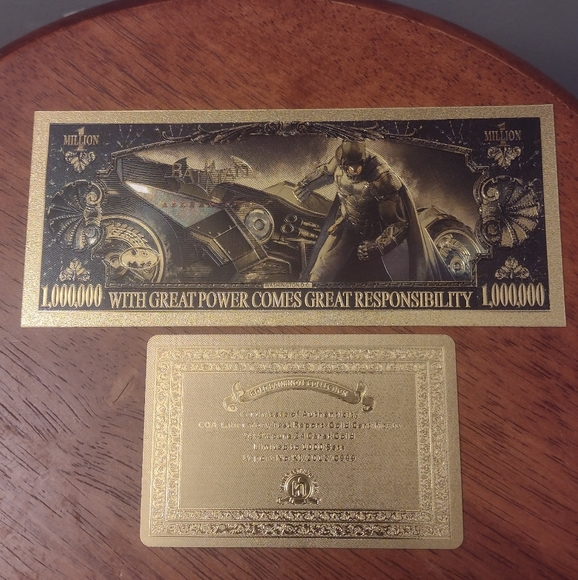BATMAN THE DARK KNIGHT 24k GOLD NOVELTY NOTE w/GOLD CERTIFICATE OF AUTHENTICITY - Picture 15 of 15